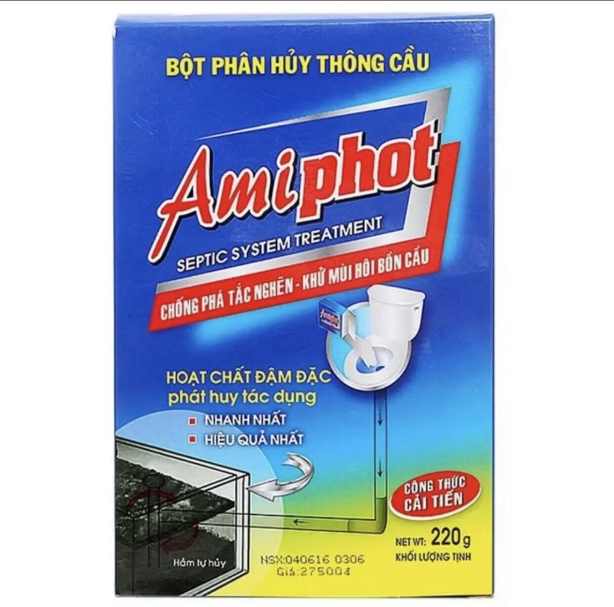 Bột phân hủy thông cầu Amiphot - Hộp 220g