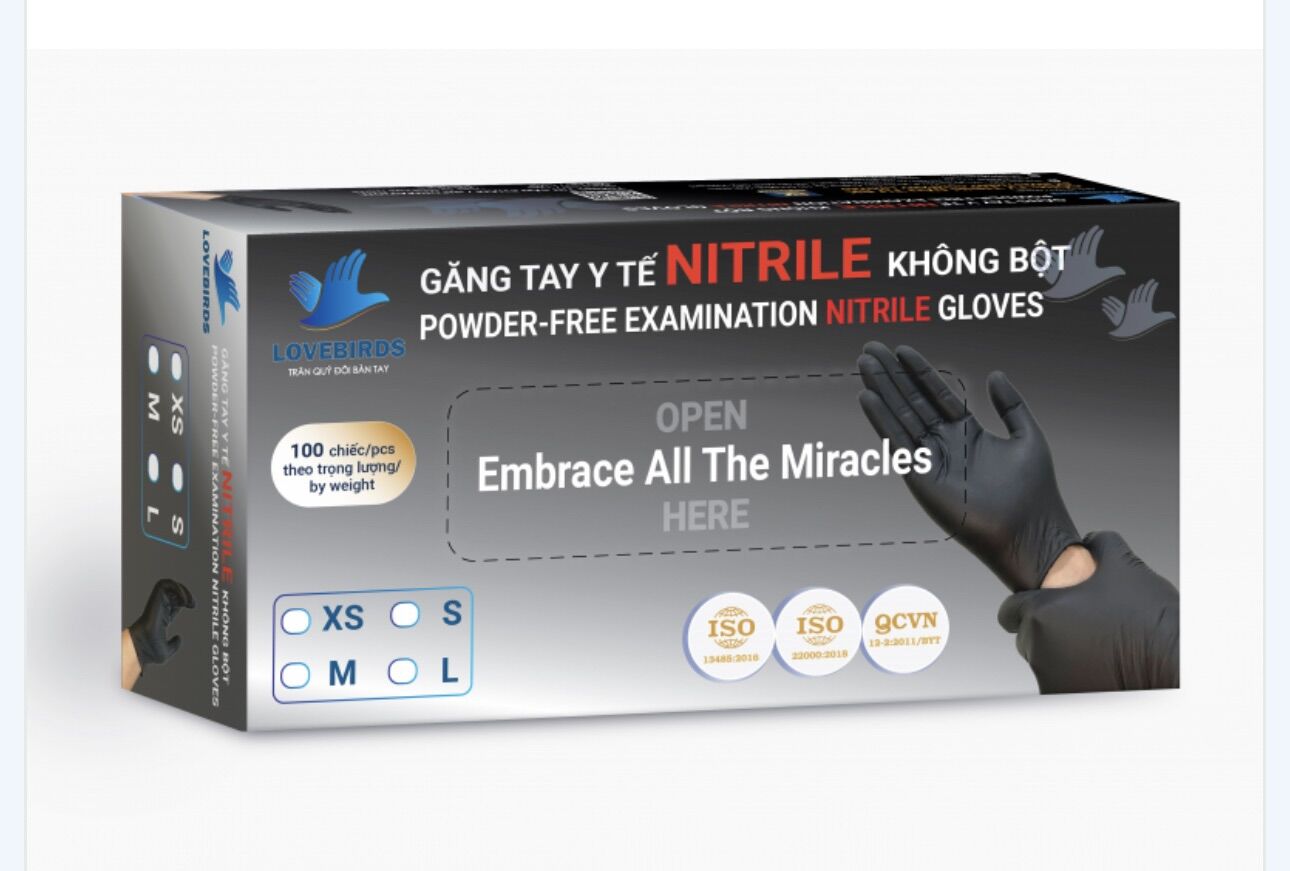 [HCM]Gang tay đen không bột 100chiếc/ Găng tay đen không bột/ Gang tay đen phun xăm