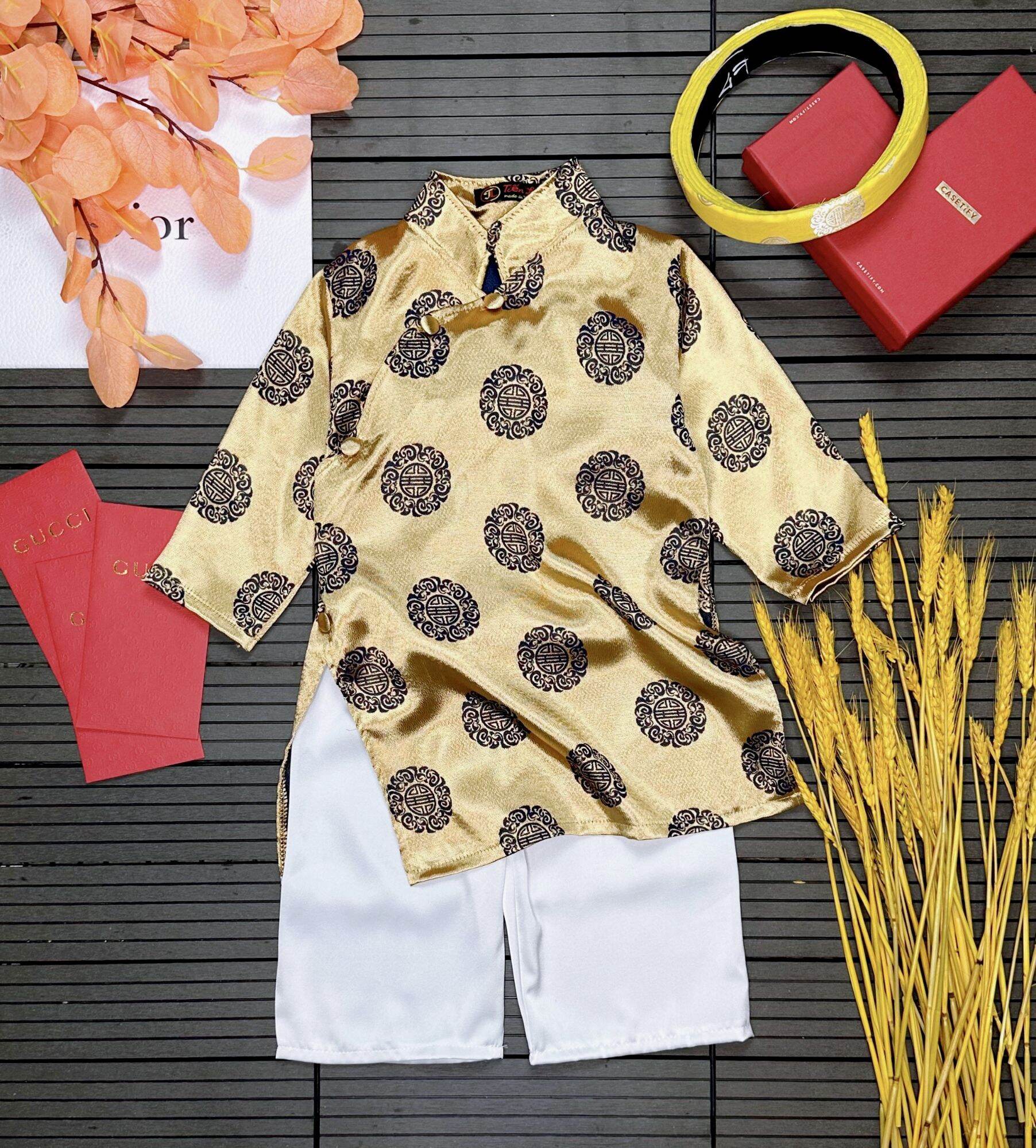 sét áo dài truyền thống bé trai.áo+quần.chưa kèm khăn.khăn khách cần mua thêm