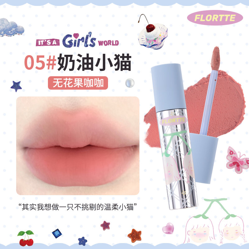 Son Môi Mờ Hiệu Flortte Lip Paint Mirror Water Gloss Lip Glaze Son Môi Không Dính Cốc Son Bóng Mờ Ch