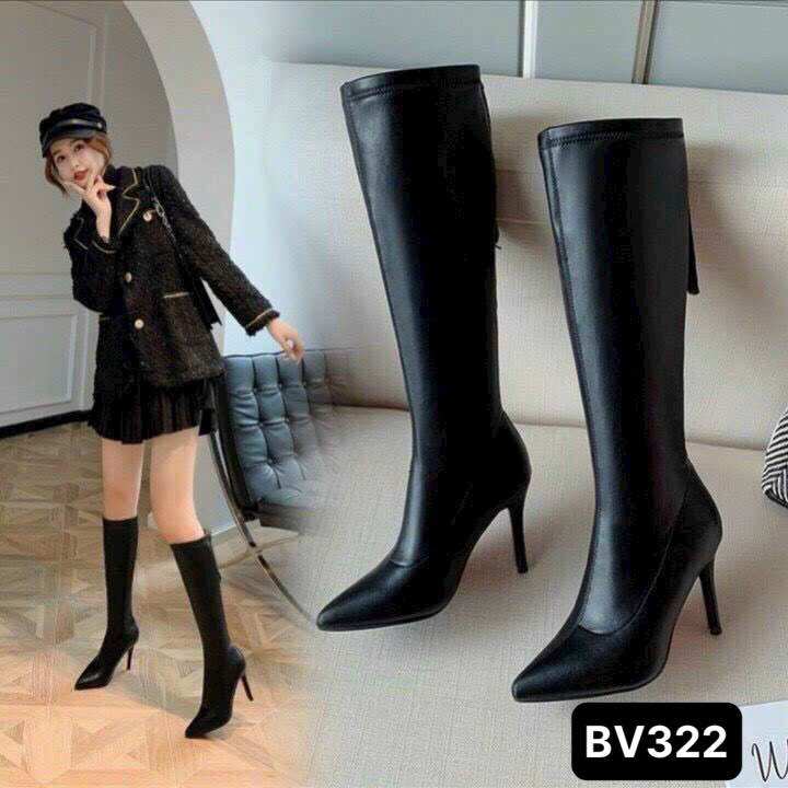 Bốt nữ da lì gót nhọn 7p bv322