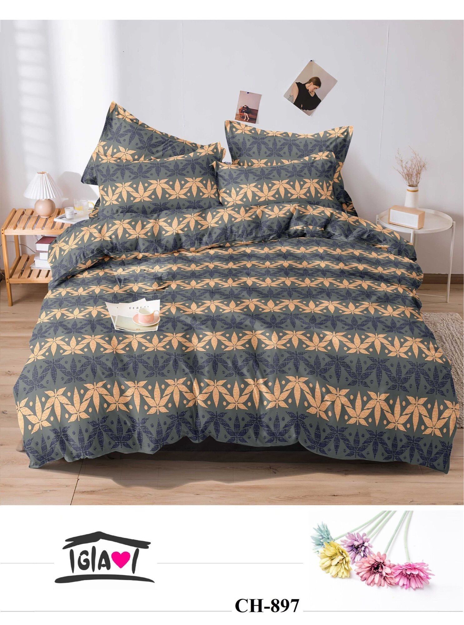 Combo 6 cái vỏ gối cao su Vạn Thành vải cotton Hàn loại 1