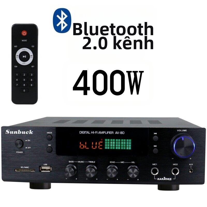 BONINGYU | Ampli Karaoke Bluetooth Có Đọc Thẻ Và Điều Khiển Từ Xa Hỗ Trợ Biến áp Toroidal Công Suất Cao