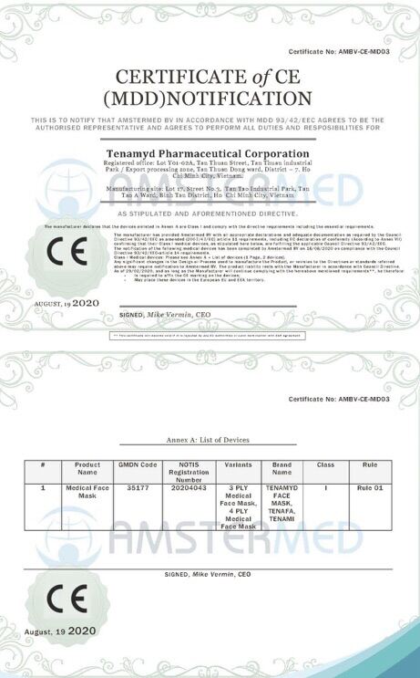 [FREE SHIP] [TENAMYD Chính Hãng] Hộp 50 cái Khẩu Trang Y Tế Tenamyd kháng khuẩn chuẩn CE ASTM 3