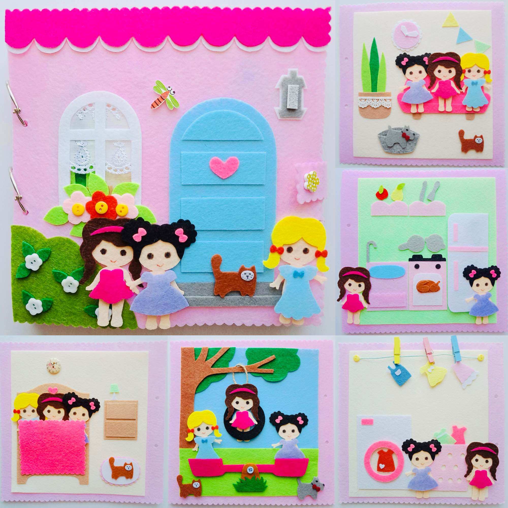 Đồ chơi Sách vải Nhà 3 Búp Bê 9 Trang Sách vải handmade giá rẻ