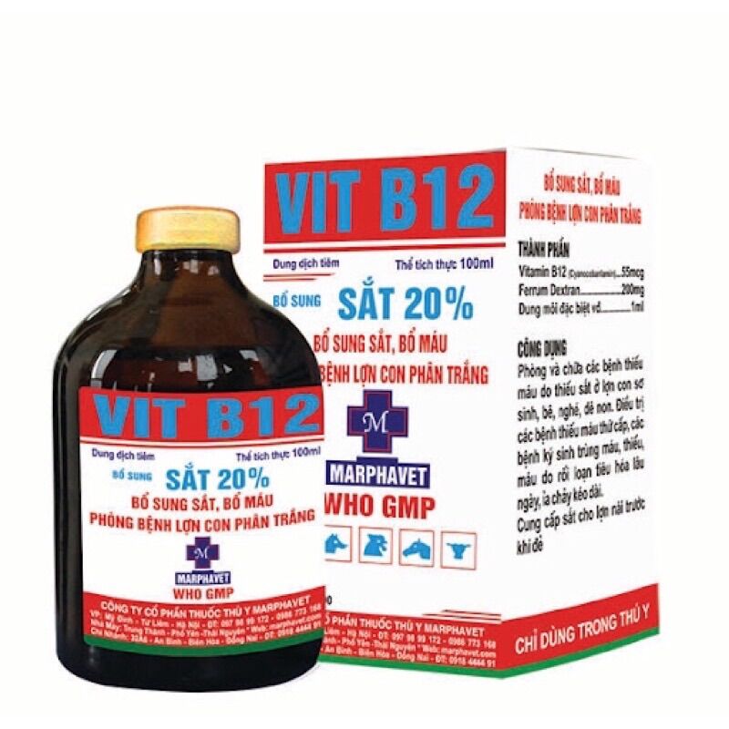 [THÚ Y] 1 lọ VIT B12 bổ sung sắt cho trâu bò lợn gà chó mèo