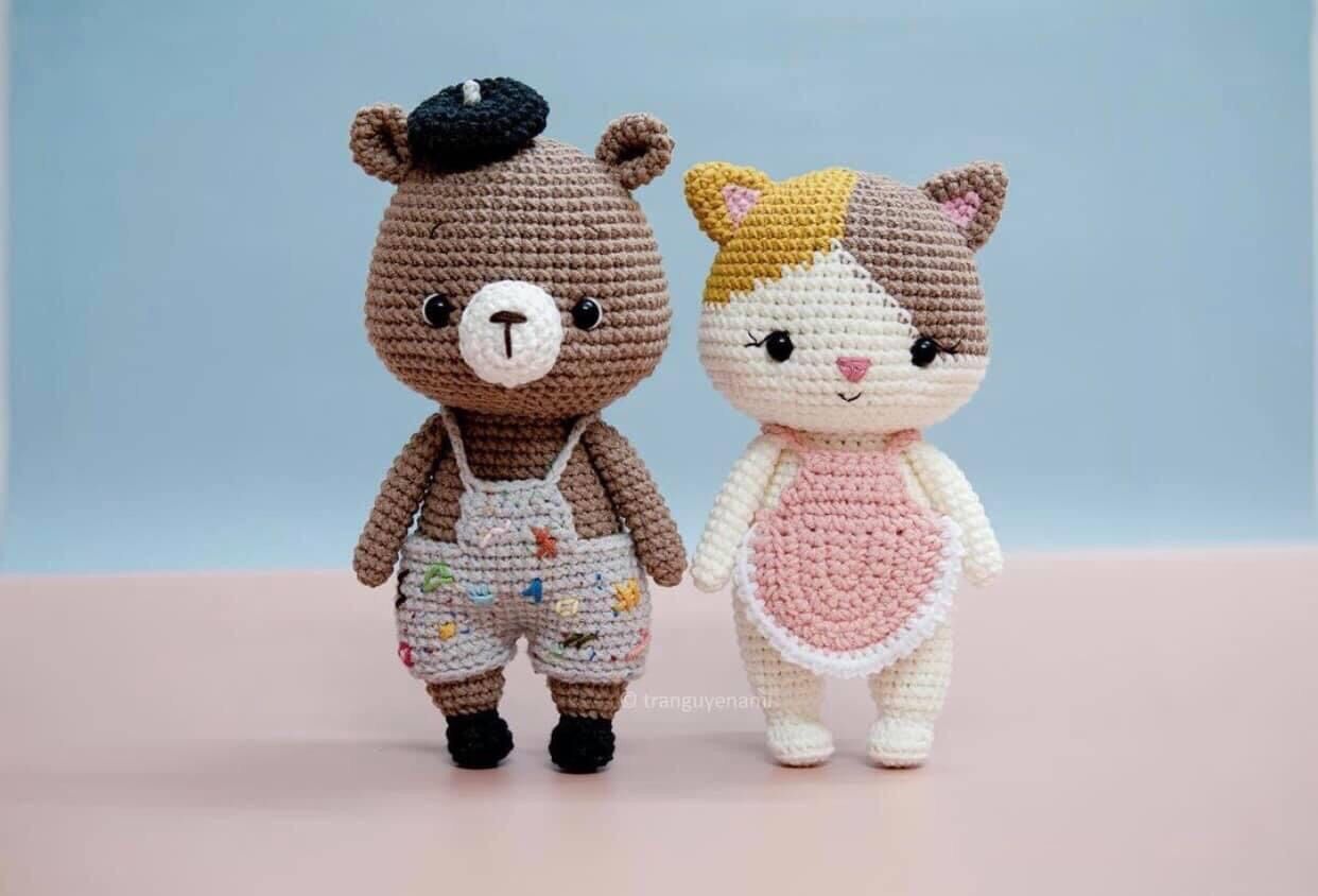 Thú bông handmade , gấu nhồi bông bằng len