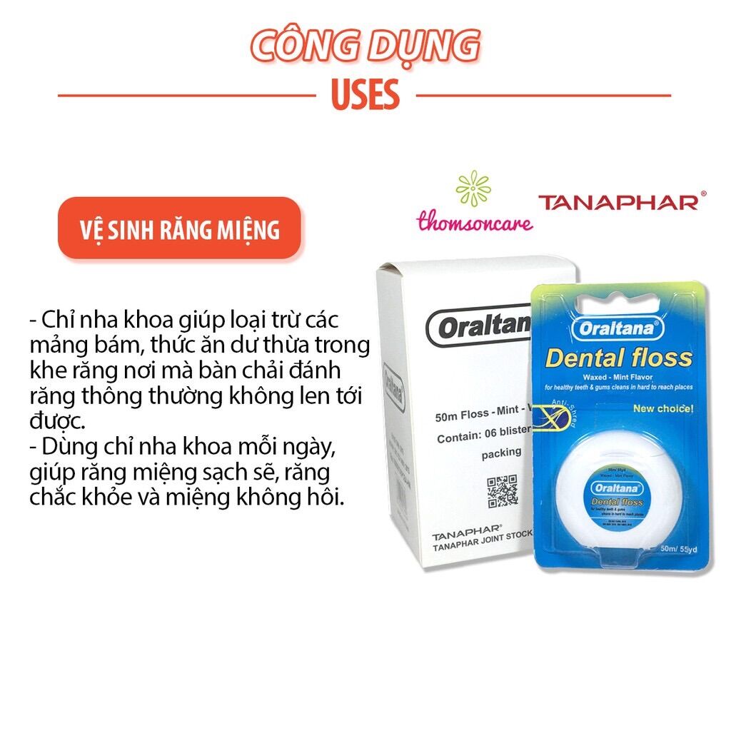 Chỉ nha khoa Oraltana - chỉ kẽ răng hương bạc hà