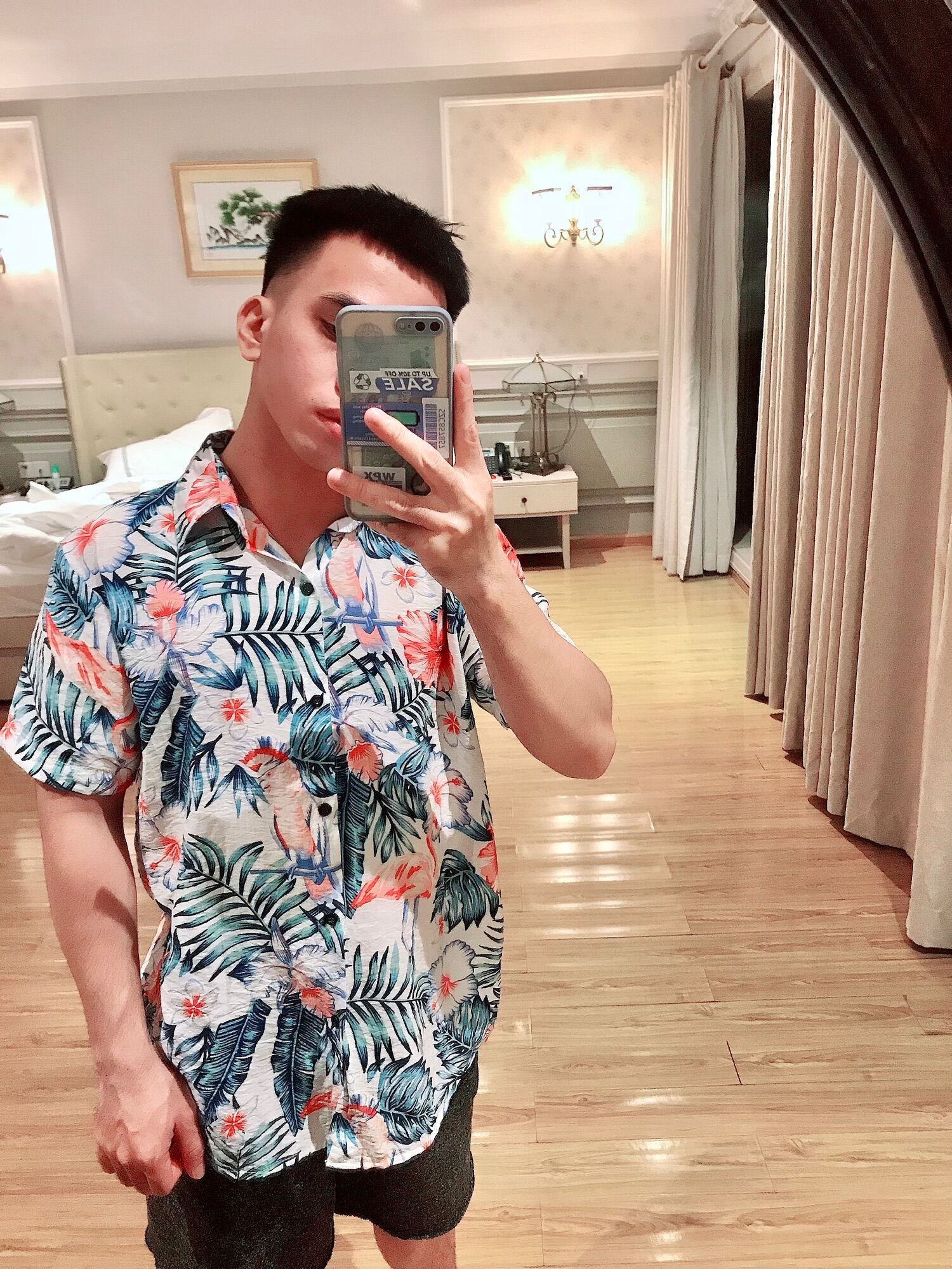 Áo sơ mi đi biển hoạ tiết trái cây