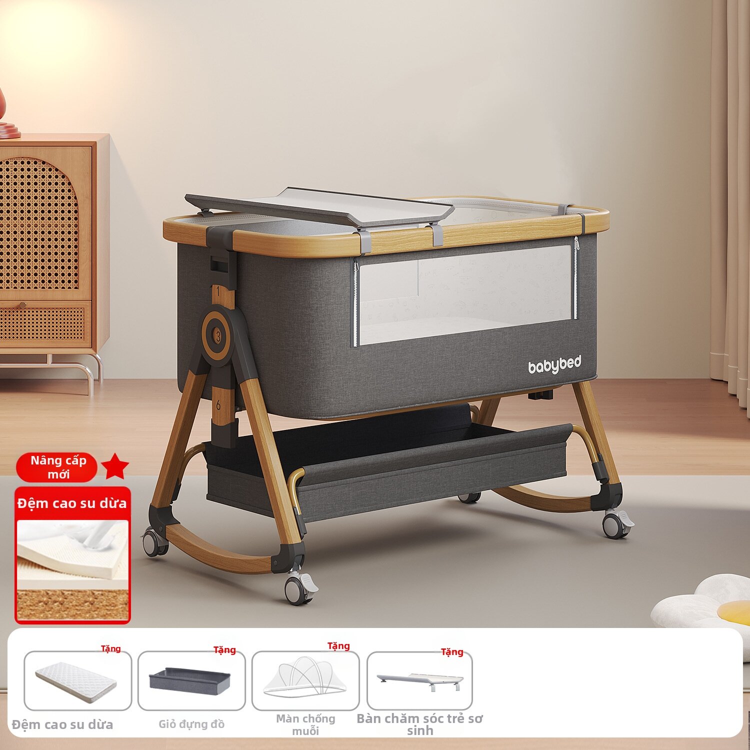 Giường Em Bé Đa Năng Gấp Gọn