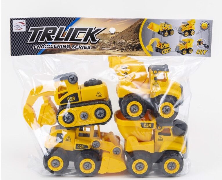 Set 4 xe công trình lắp ráp size lớn