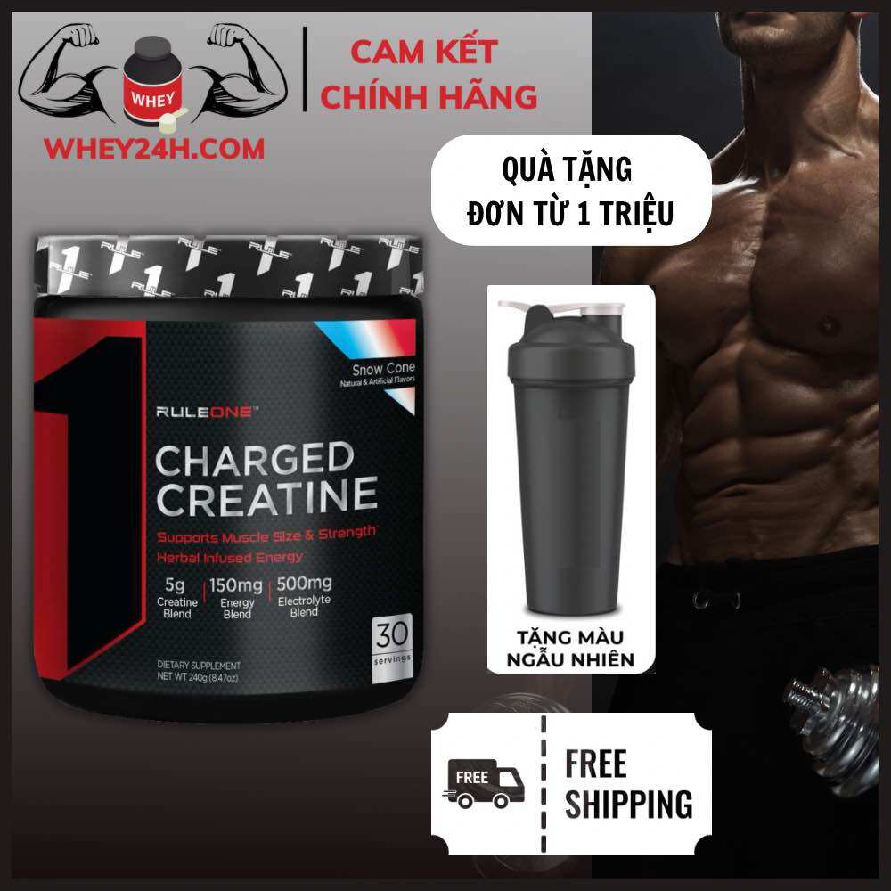 Rule1 charged creatine - tăng sức mạnh, bổ sung năng lượng, điện giải, tập trung, 30serving