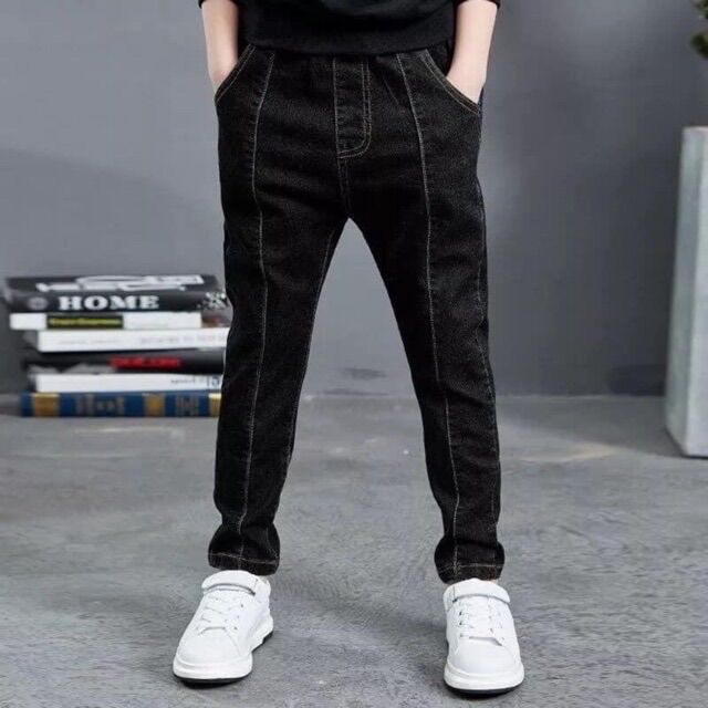 Quần jeans dài cạp chun, co giãn bé trai
