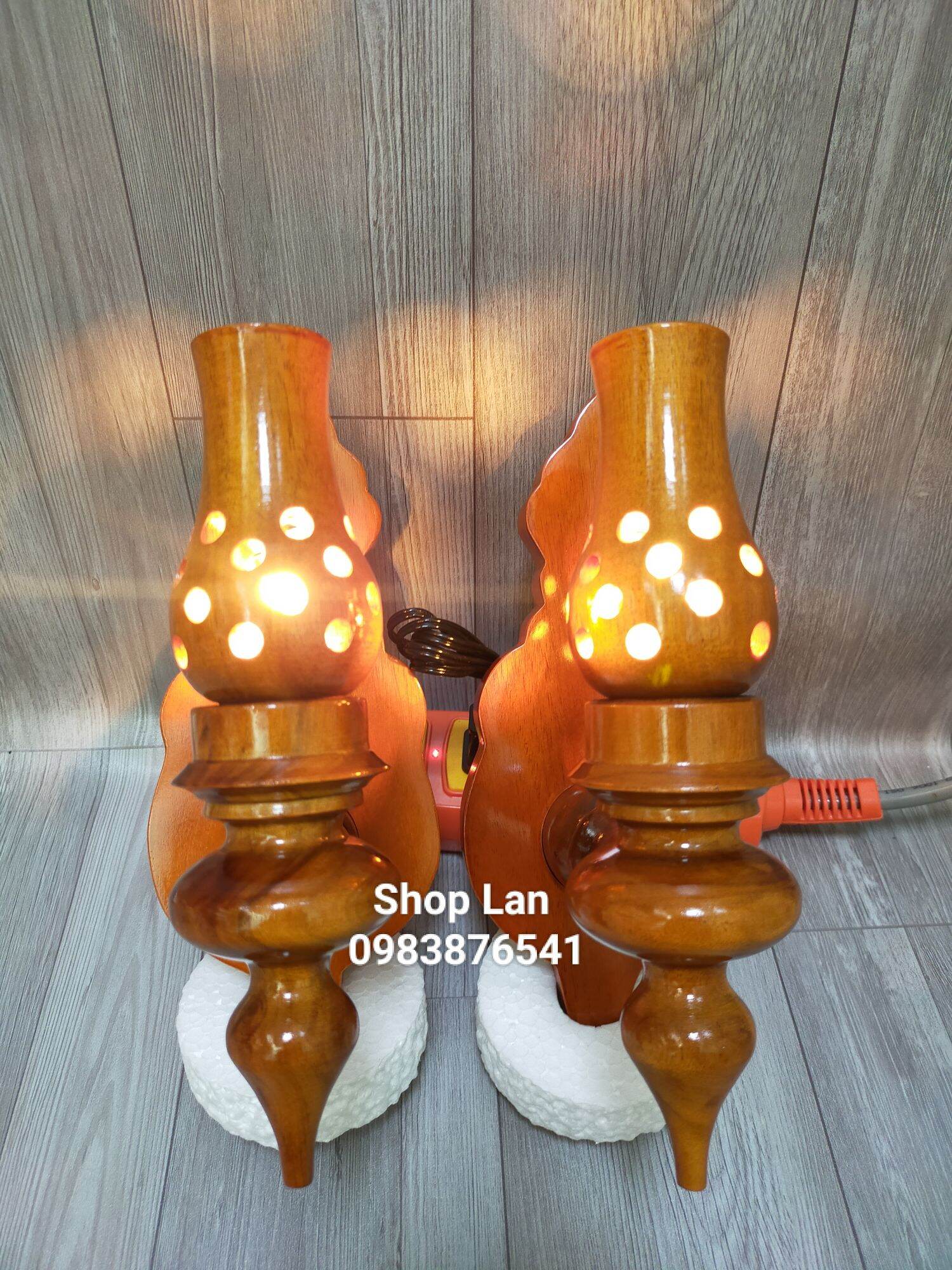 Đèn gỗ tràm ốp tường 22cm