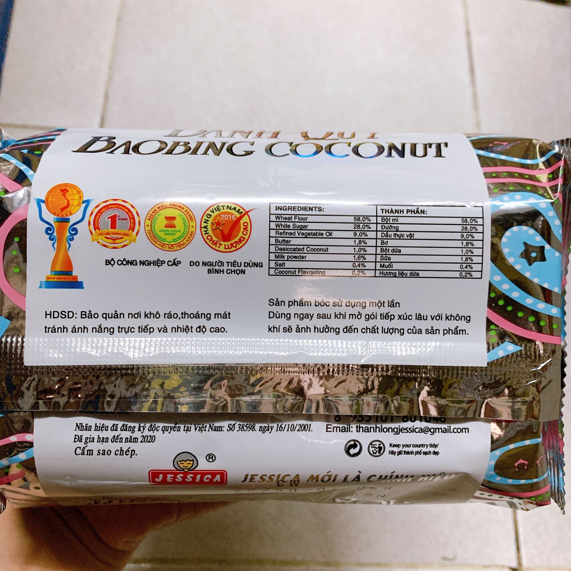 [2024] Bánh quy Coconut Jessica vuông
