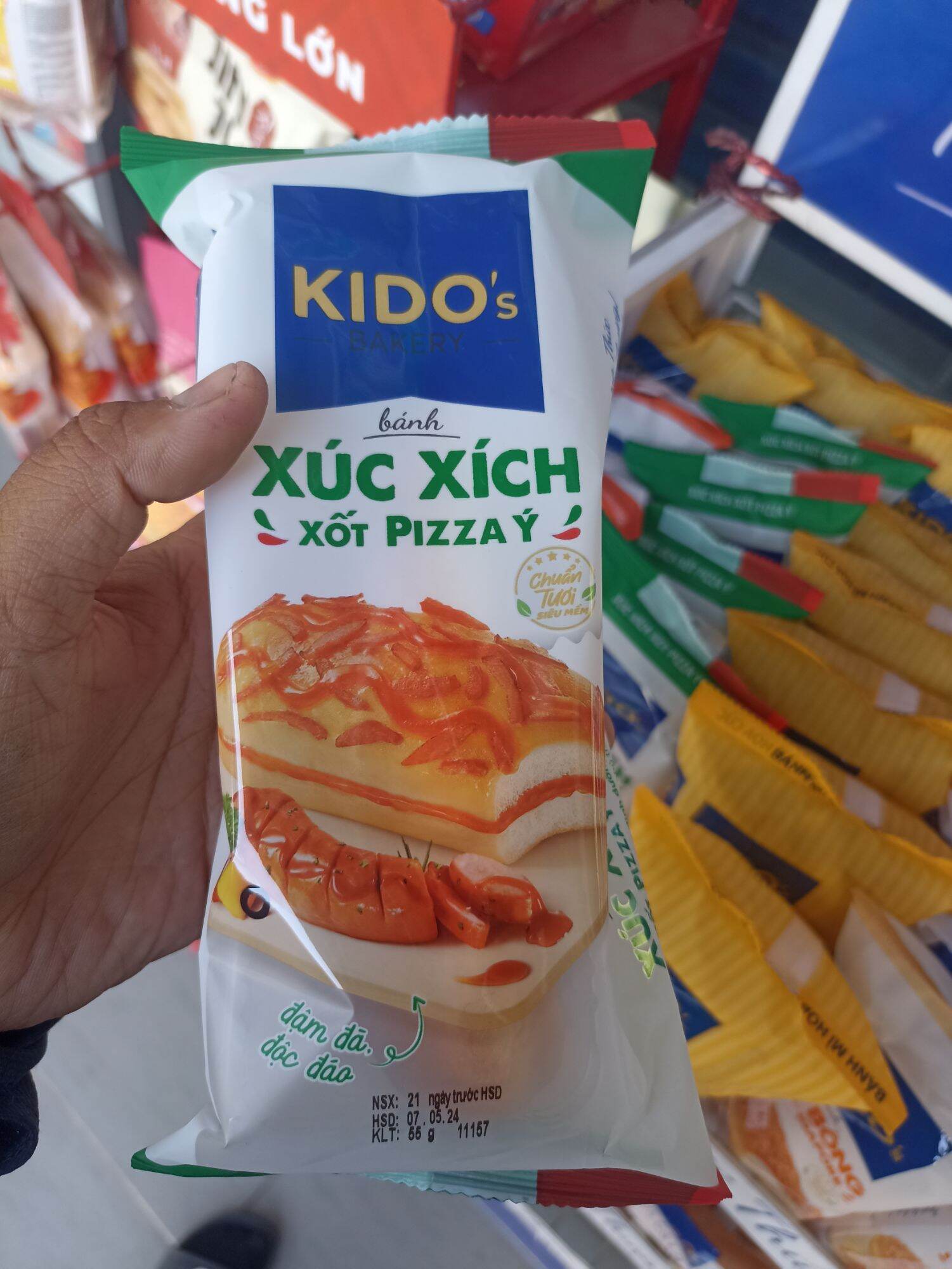 COMBO 5GÓI BÁNH MÌ TƯƠI XÚC XÍCH XỐT PIZZA Ý KIDO (55gr/gói)