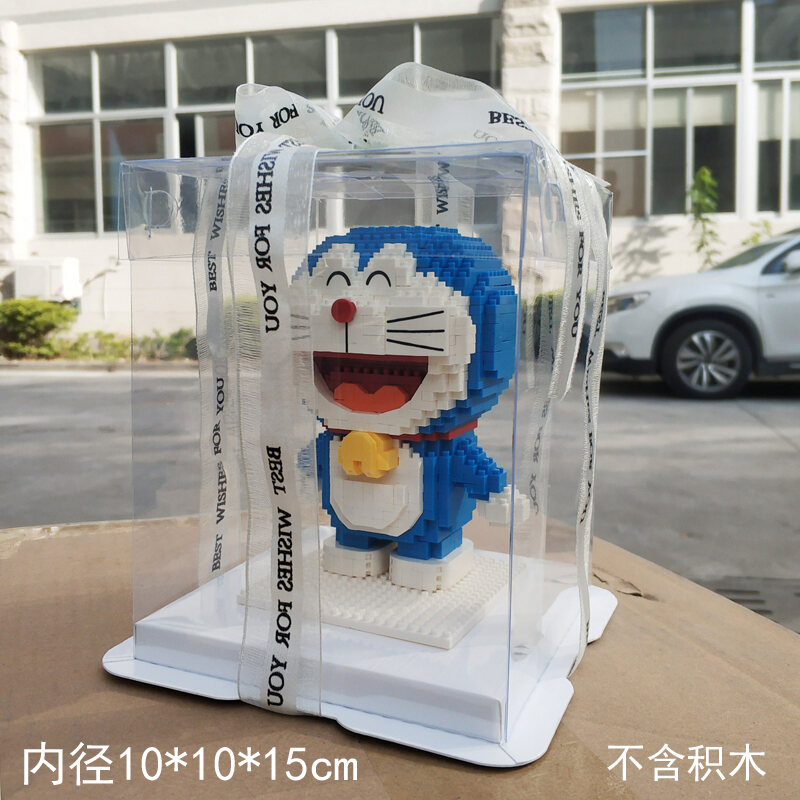 Bánh Sinh Nhật Khối Xây Hộp Trang Trí Xuyên Thấu Hộp Pe Chống Bụi Thiên Nam Đền Đồ Chơi Xếp Hình Mô Hình Giáo Dục Hộp Quà Tặng