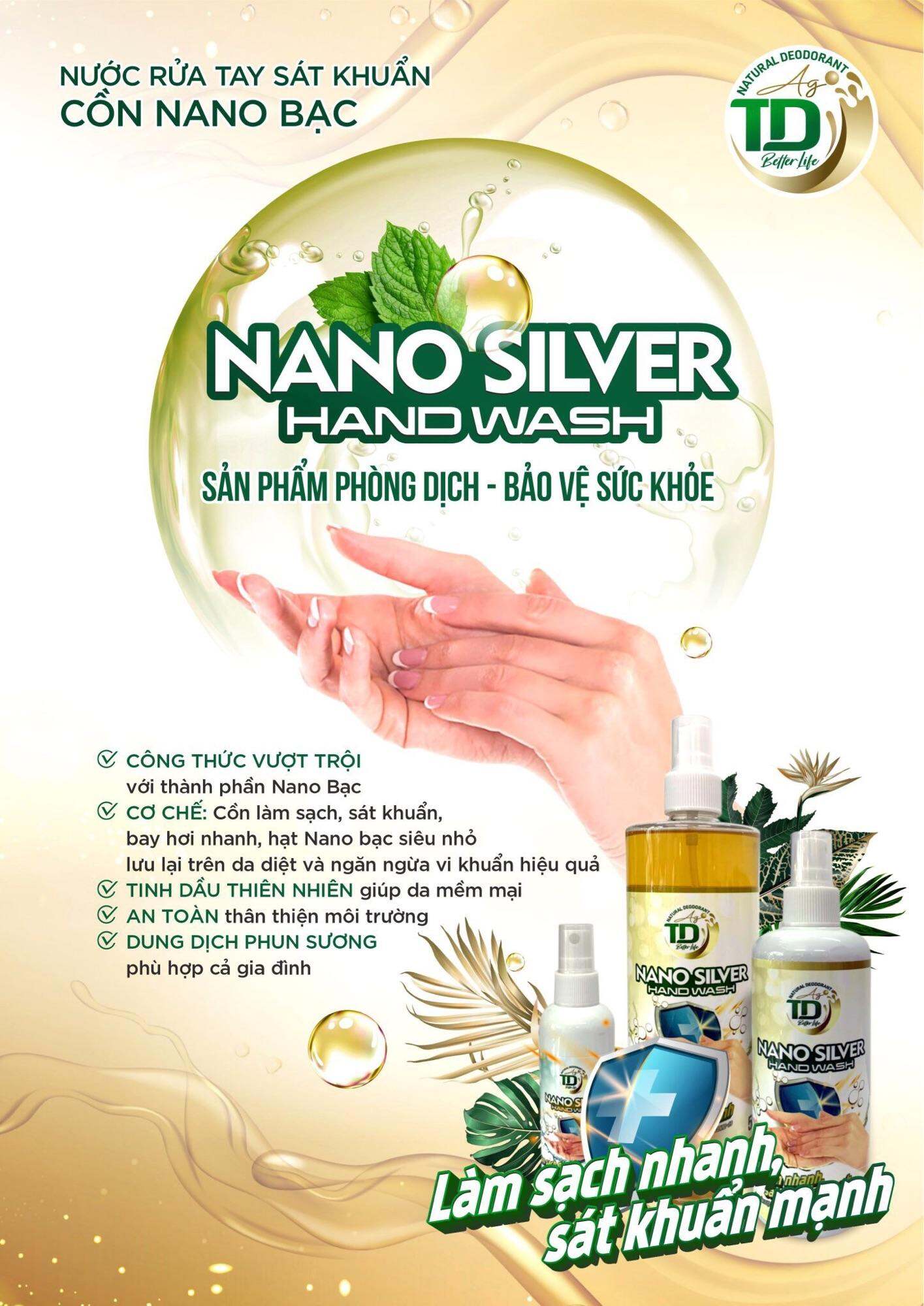 Nước rửa tay khô diệt khuẩn Nano Bạc ( NANO SILVER HAND-WASH) chai xịt 100ml
