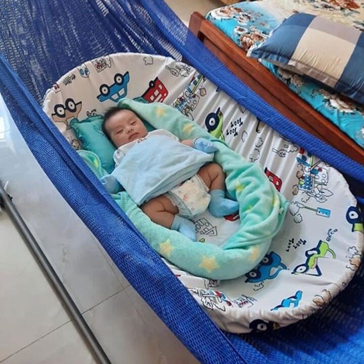 Nôi tre sạch dằm và Nệm bọc nôi size 60*90cm(Tặng quà vòng dâu)