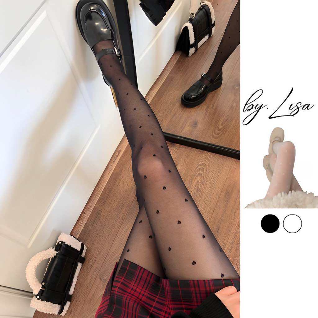 Quần tất lưới quyến rũ họa tiết trái tim chấm bi tất vớ da nữ xuyên thấu sexy
