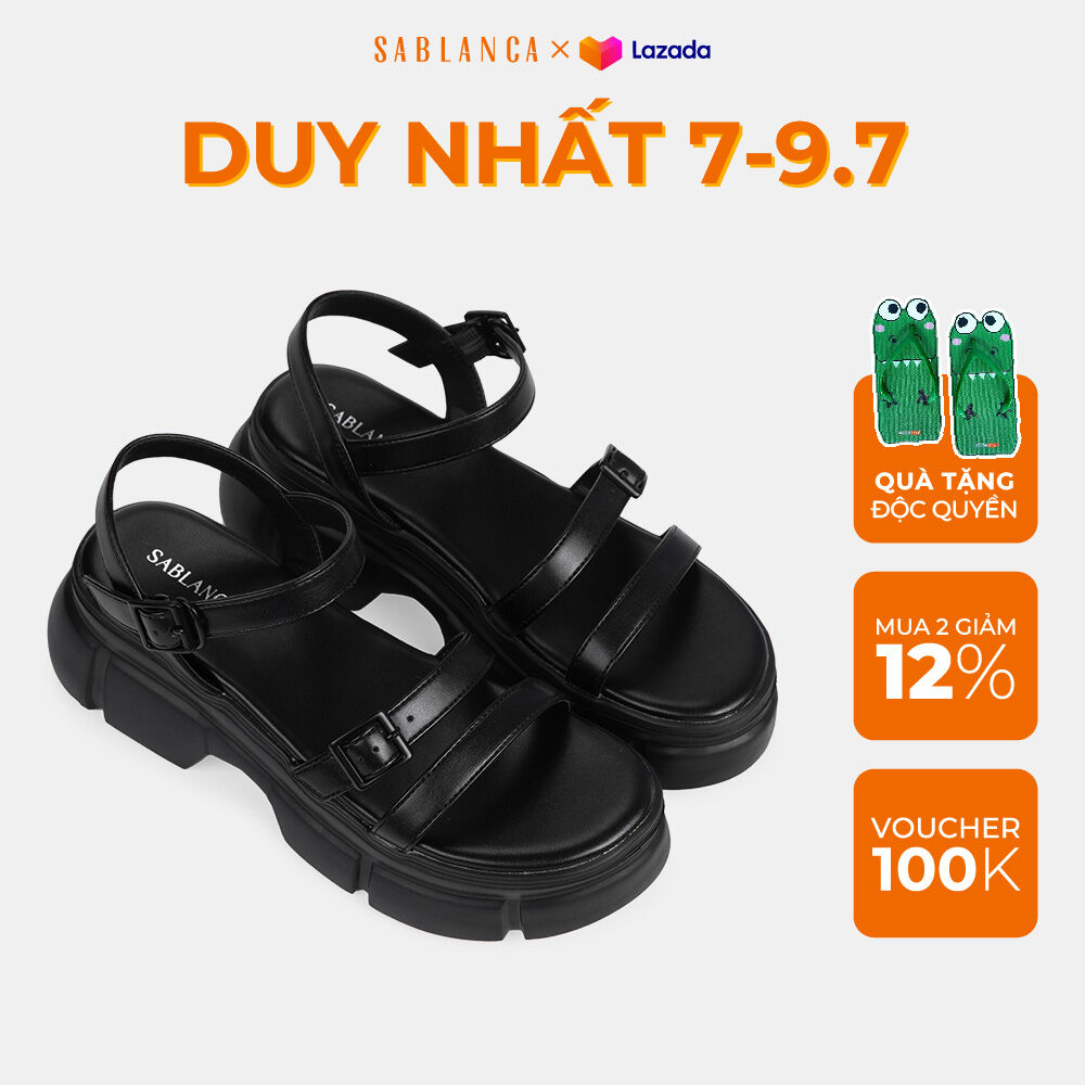 Giày sandal đế thô 5cm quai ngang siêu nhẹ êm chân sablanca sk0065