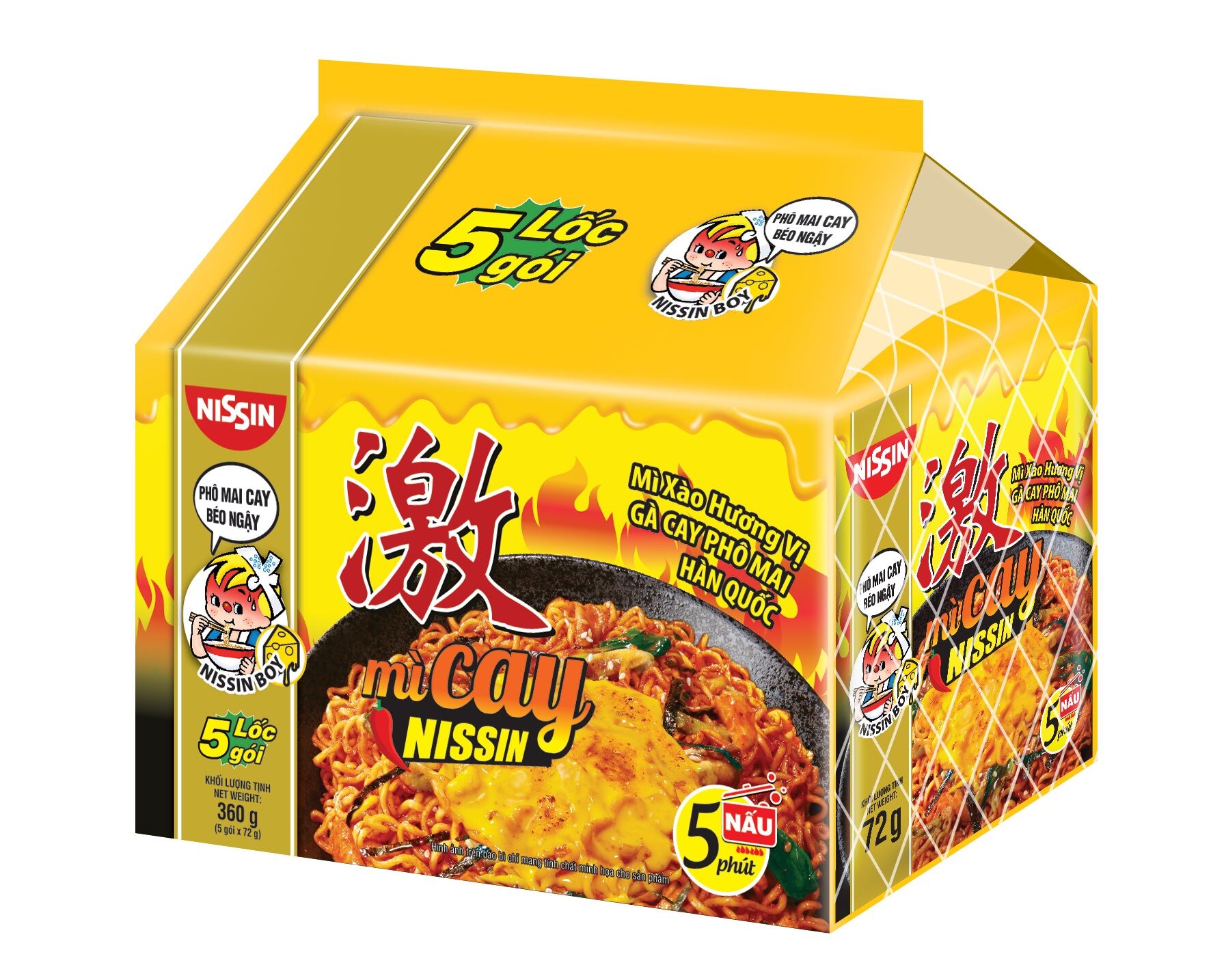Mì nissin phô mai vị gà cay , thùng 30 gói