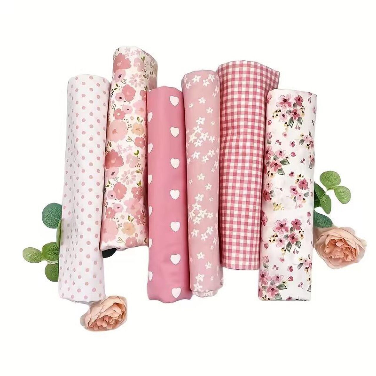 Vải Cotton Kẻ Caro In Họa Tiết Hoa Nhỏ Màu Hồng Đồng Quê Dùng Làm Đồ Ngủ Váy Ngủ Lớp Lót.