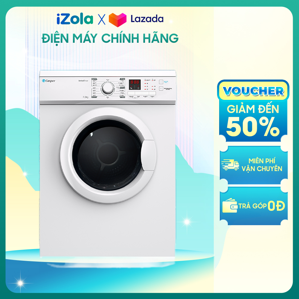 Máy sấy thông hơi Casper 7.2 kg TD-72VWD - Chế độ Refresh loại bỏ mùi ẩm mốc - Sấy đảo chiều giảm nhăn - Hẹn giờ sấy