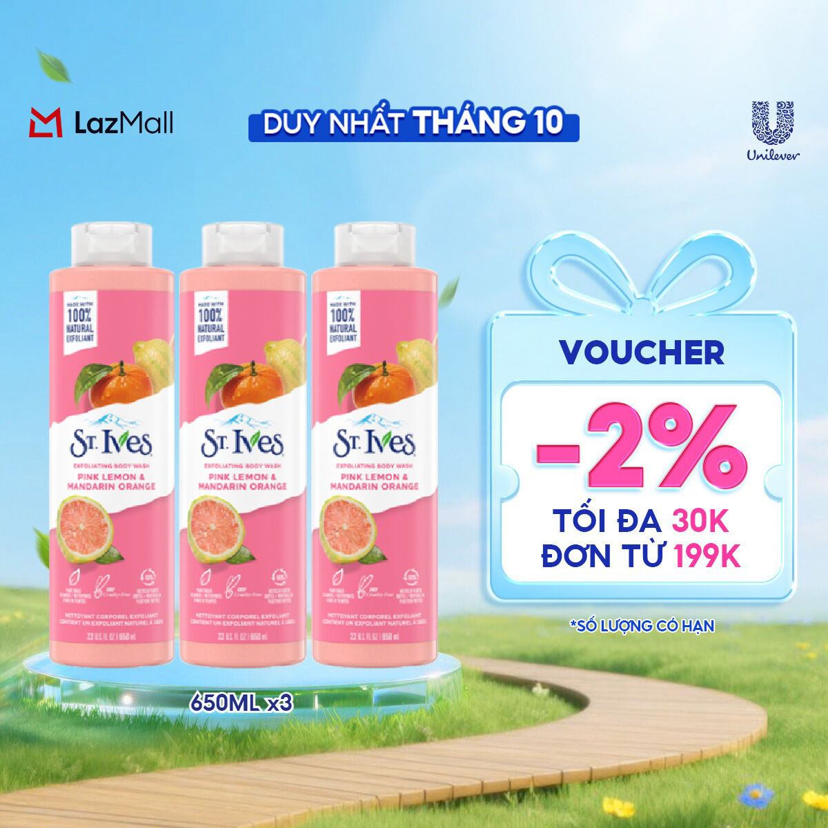 Combo 3 chai sữa tắm St.Ives Cam chanh 650ml