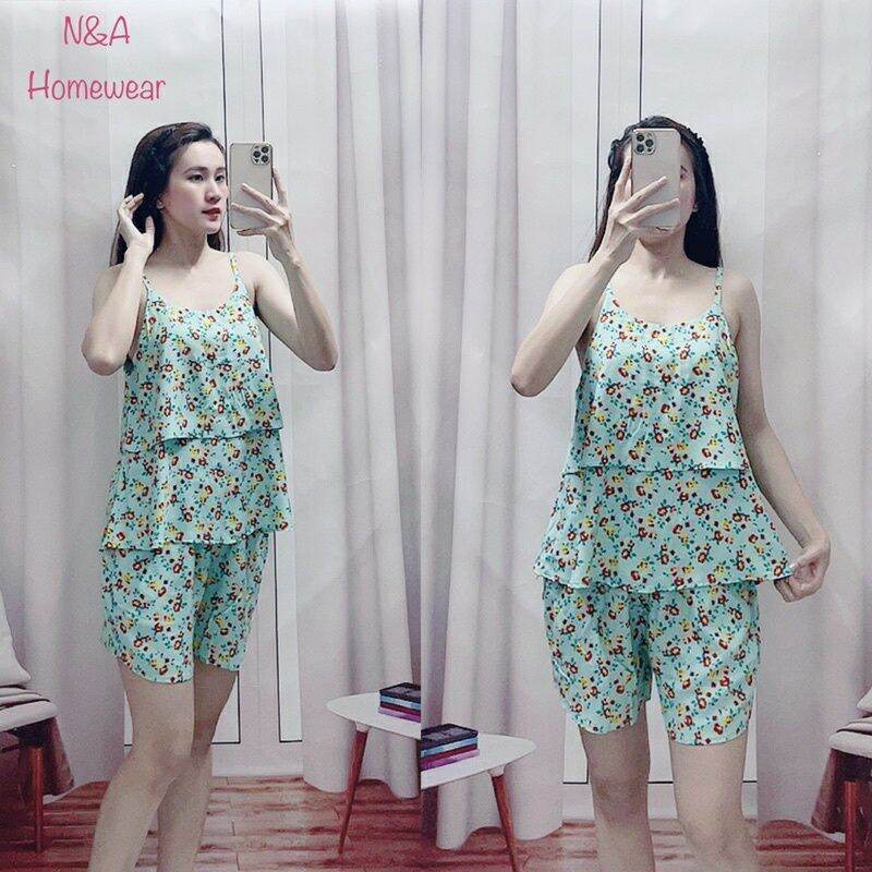 Đồ Bộ Lụa Nữ Mặc Nhà Kiểu Mới Hai Tầng Rẻ Đẹp - M43