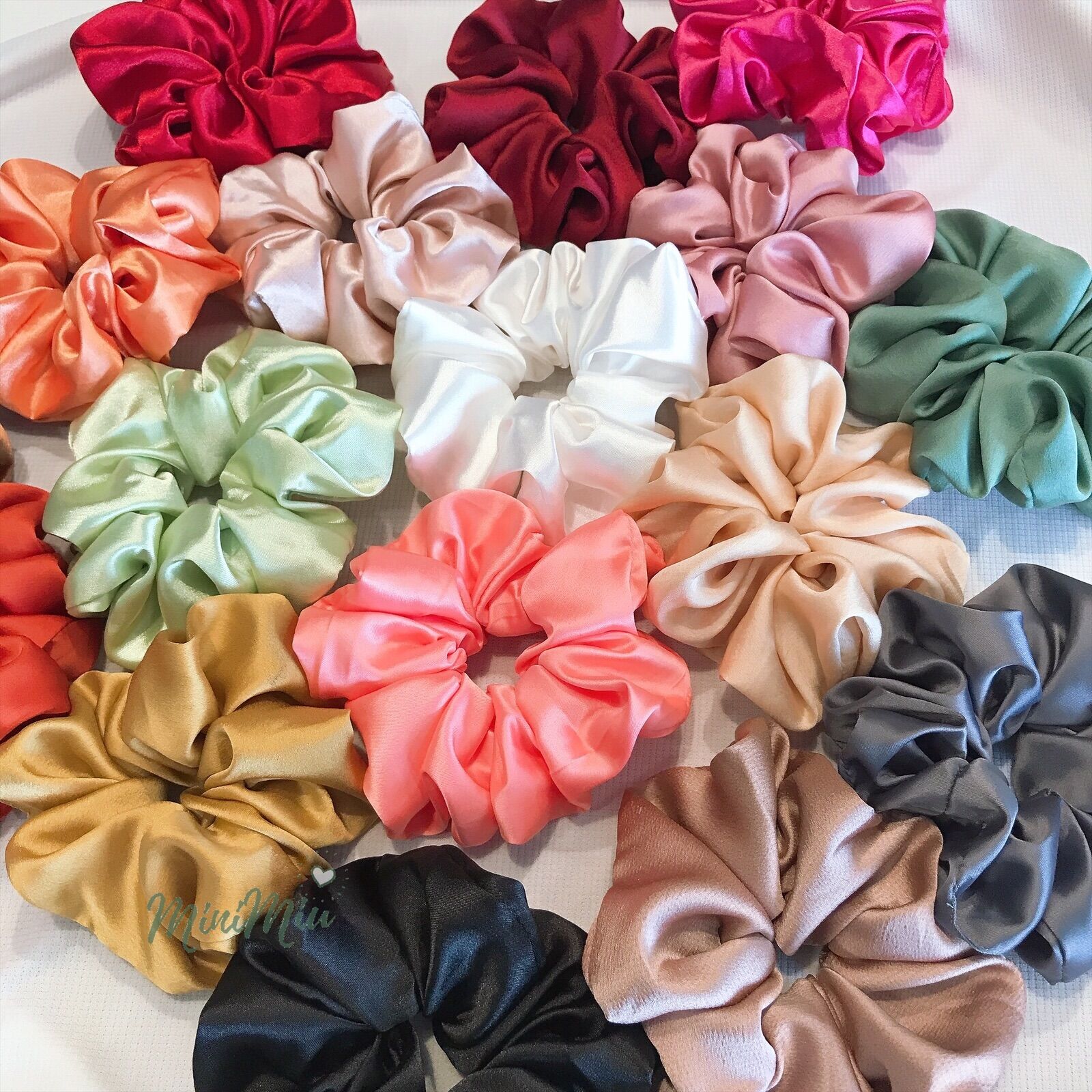 HCM Combo 10 20 30 dây cột tóc nữ buộc tóc vải bản to Scrunchies handmade trơn phồng chất lụa lụa satin phi lụa cho bạn nữ và bé gái siêu cute CT26VA- MiniMiu