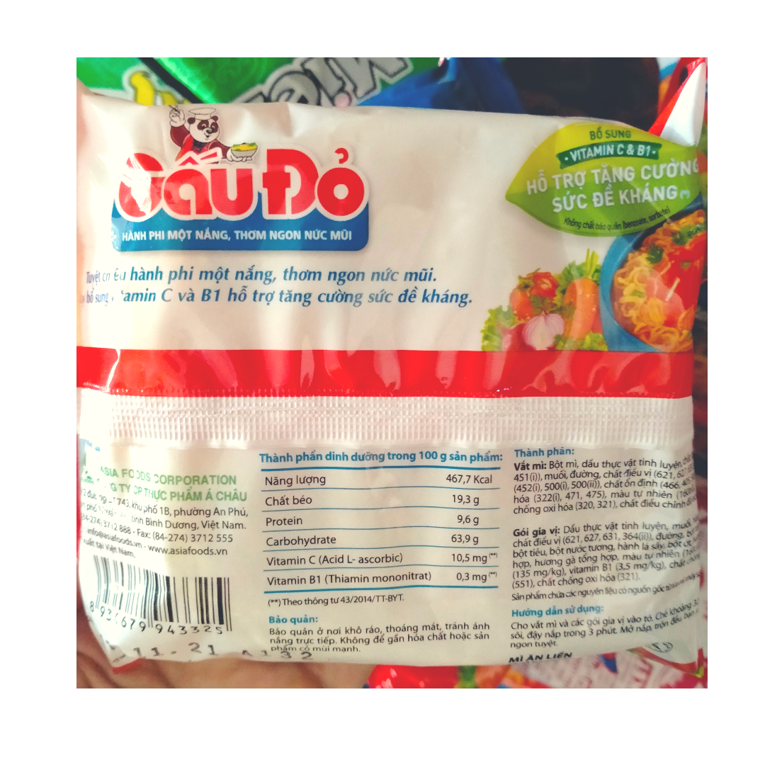 Combo 5 gói mì tôm Gấu Đỏ Tôm Gà 63g