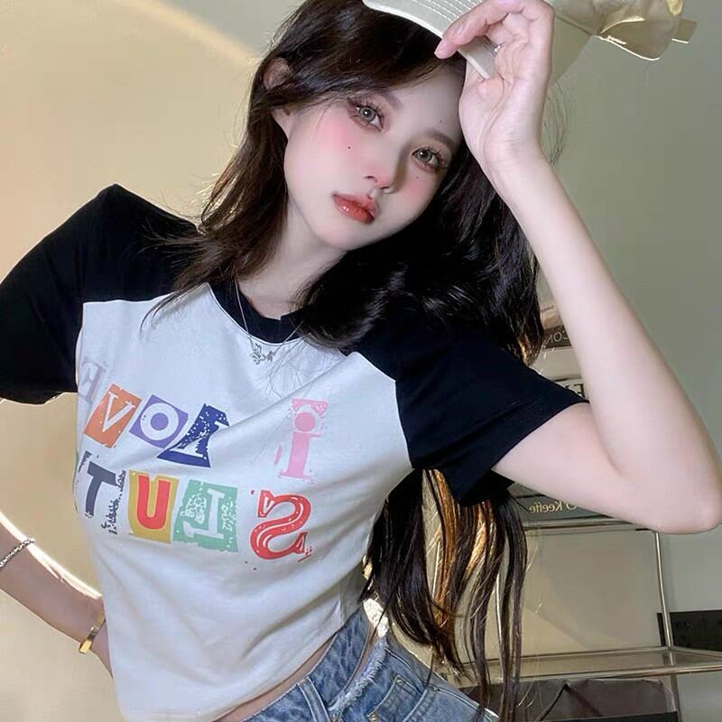 Áo croptop phối chữ nhiều màu xinh lode