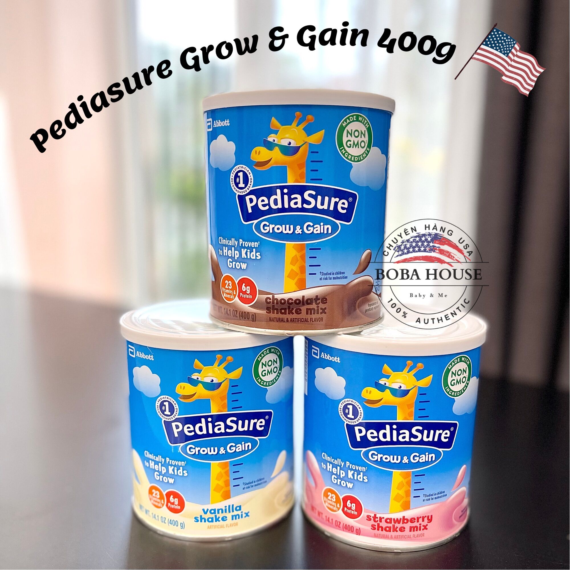 Hàng air đủ bill-sữa bột pediasure grow & gain mỹ hộp mới 400g 🇺🇸cho trẻ từ 1-13 tuổi