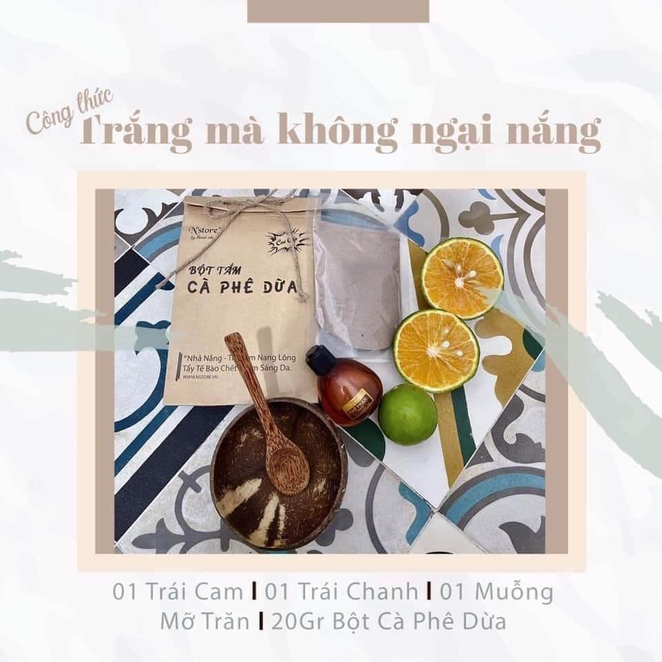 (Quà Cực Sốc Dây buộc Tóc 9k) Bột Tắm Trắng Cà Phê Dừa