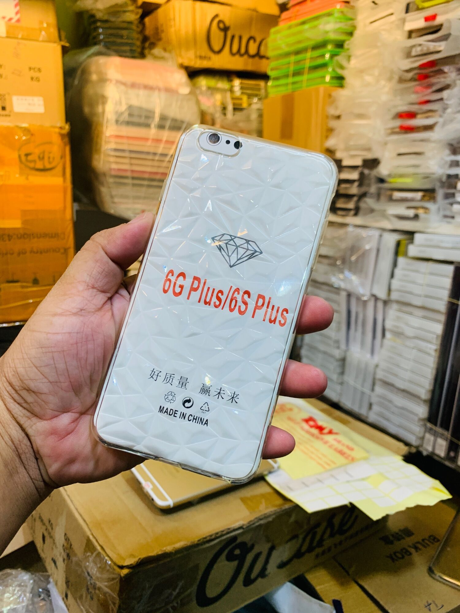Ốp lưng iphone 6Plus silicon trong vân đá ,vân tam giác kiểu diamond