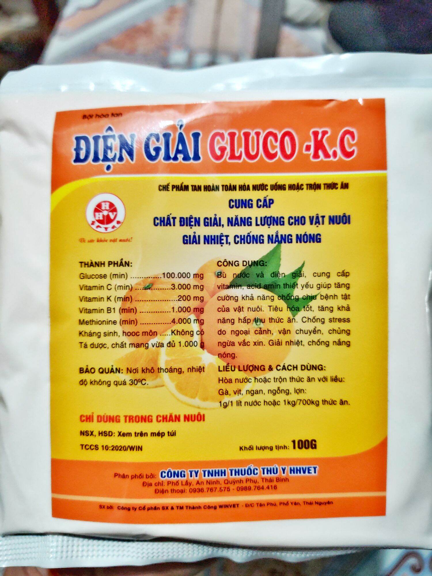 Điện giải gluco k.c gói 100g