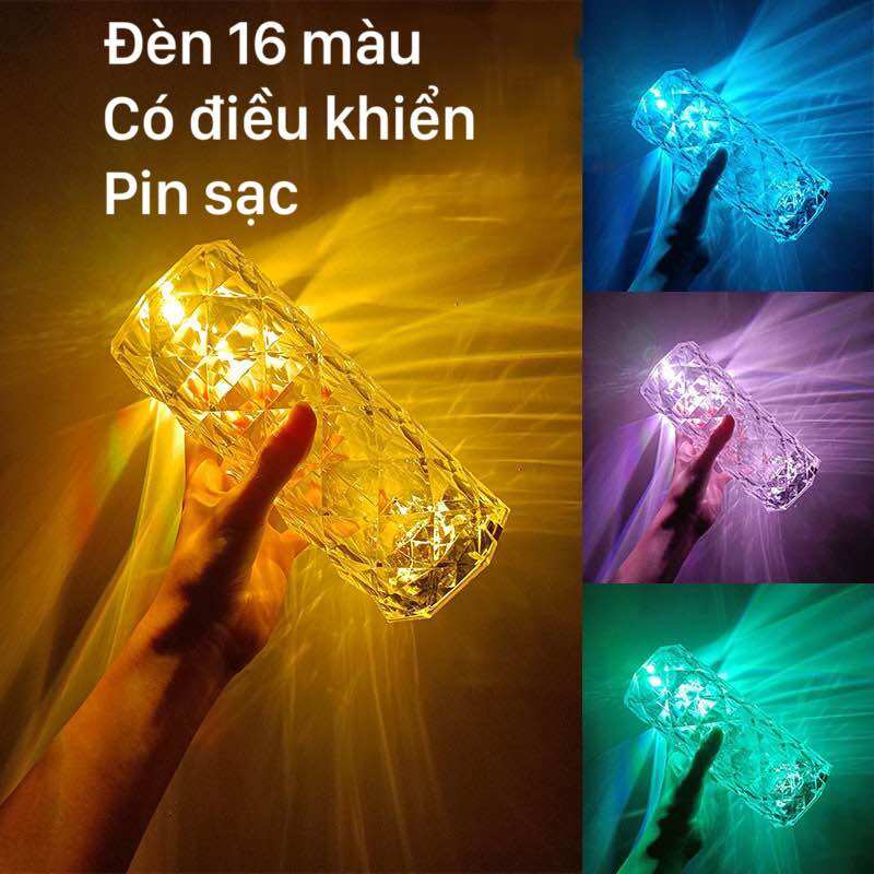 Đèn bàn pha lê Đèn ngủ phòng ngủ Đèn pha lê trang trí ánh sáng 3 màu thay thế dền ngủ