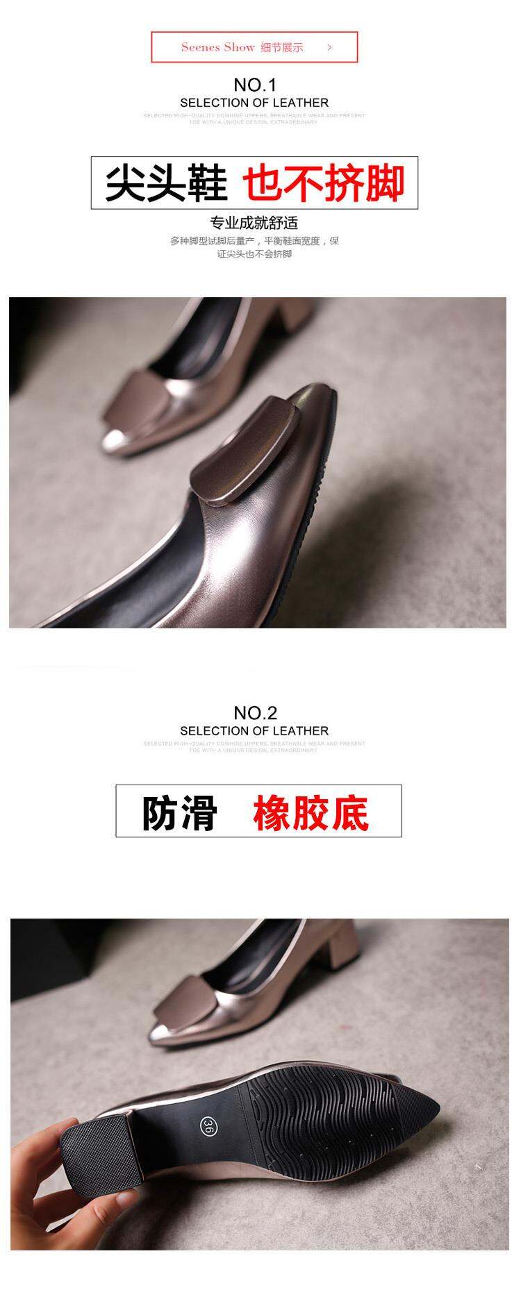 Giày Một Lớp Khuy Vuông Dễ Phối Cho Nữ Phong Cách Hàn Quốc Mẫu Mới Mùa Xuân 2022 Giày Mũi Nhọn Gót Vuông Gót Cao Gót Cao Gót Giày Làm Việc Miệng Nông 12
