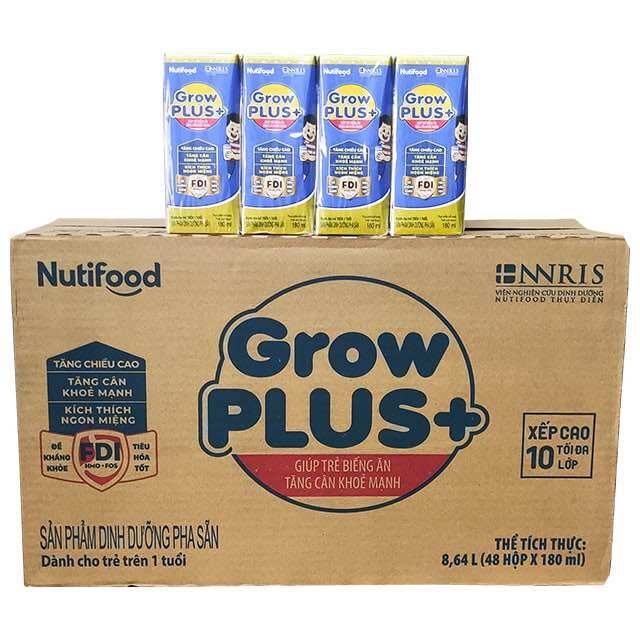 Thùng 48 hộp sữa grow plus xanh tăng cân 180ml