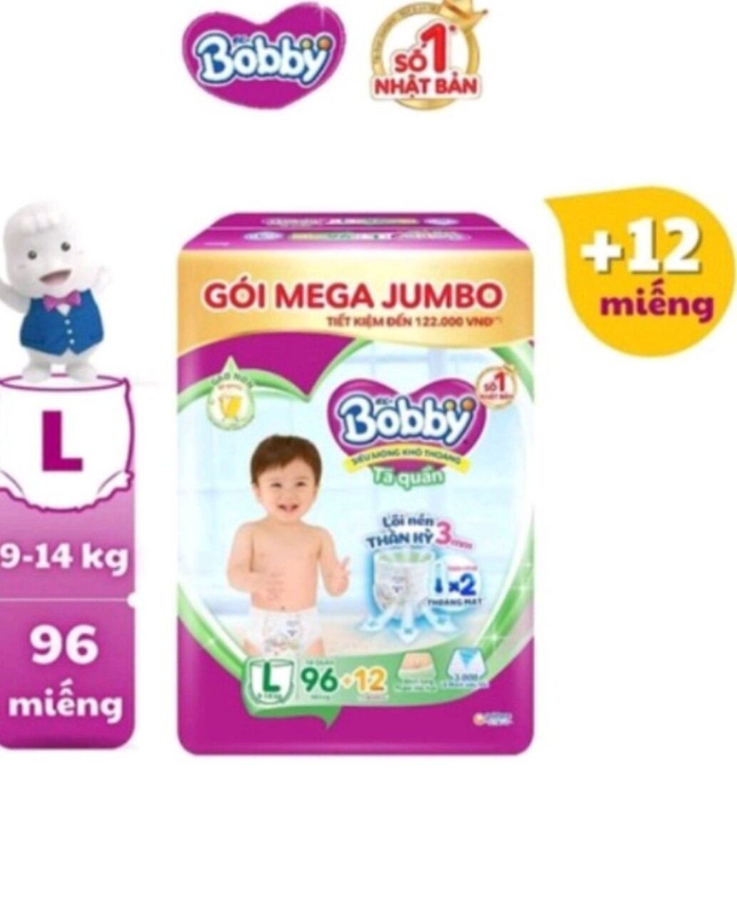 ✓ sẳn hàng✓™tã quần bobby mega jumbo l96 miếng.