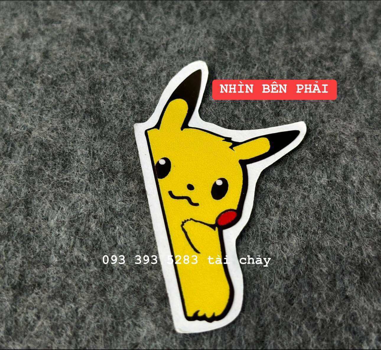 Tem sticker pikachu cao 10cm dán trang trí xe