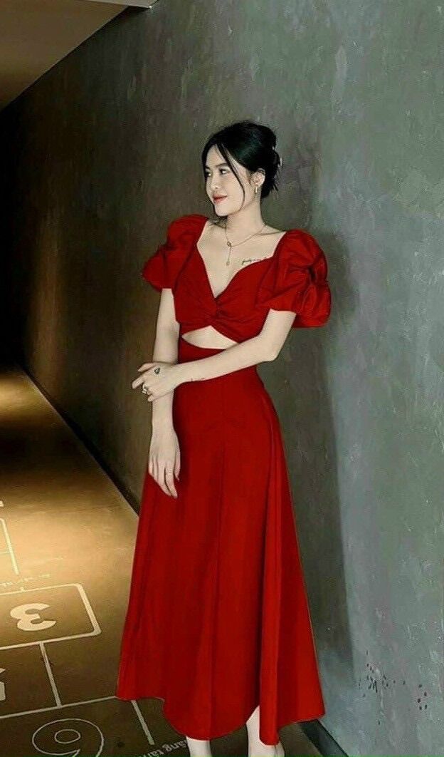 (SHOP TÁO ĐỎ BIGSIZE 50kg đến 90kg) đầm bigsize midi nữ xoắn ngực bigsize