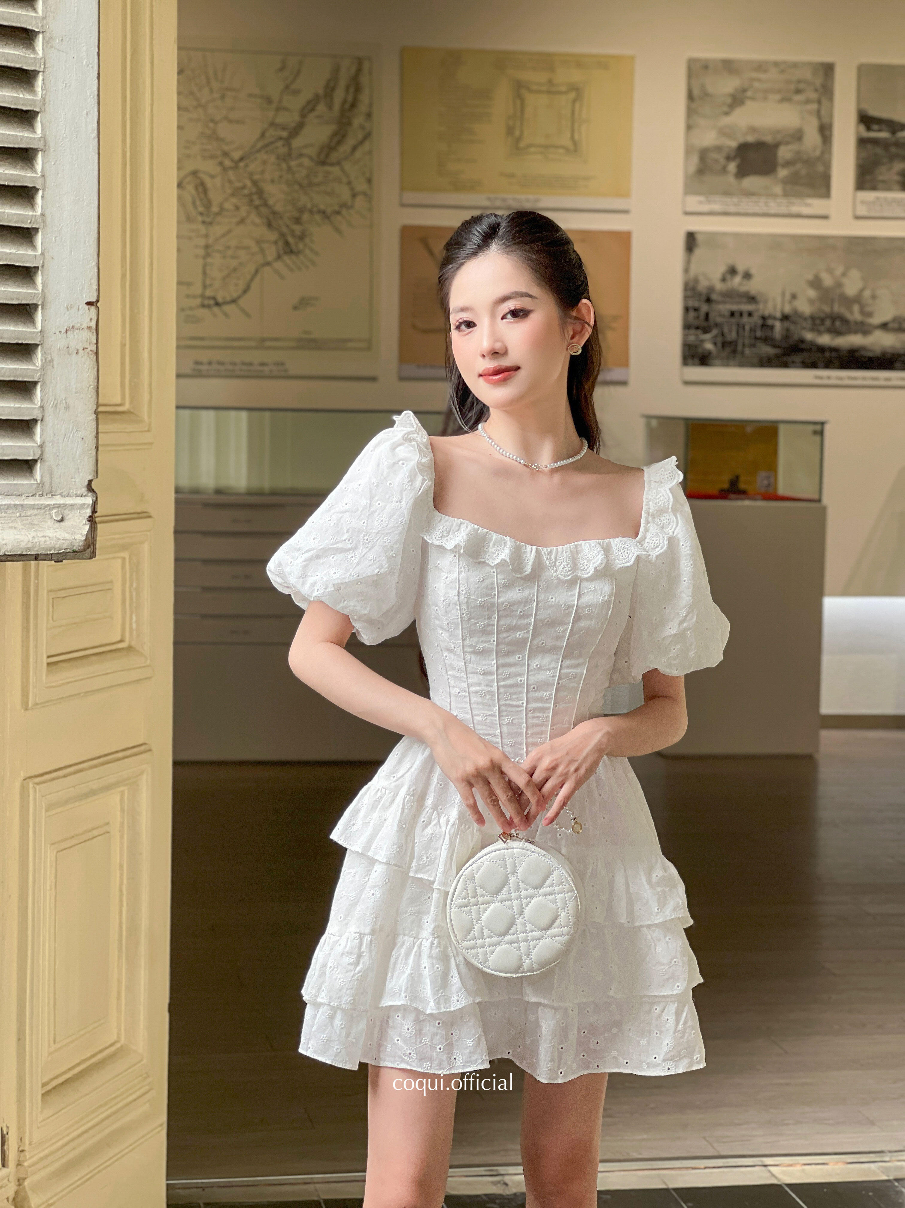 Váy xoè thô boi thêu hoa bèo tầng stella dress - coqui
