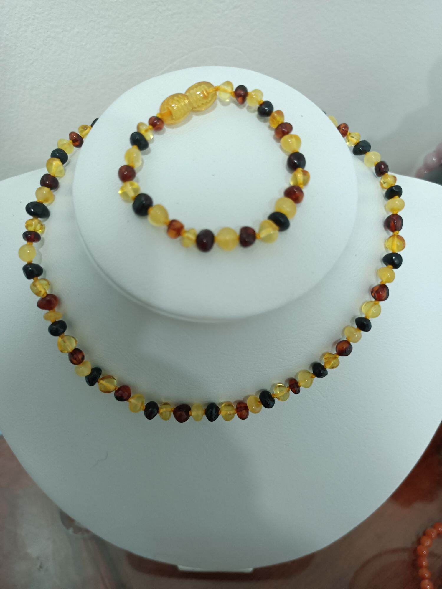 Combo vòng hổ phách cổ + tay cho bé