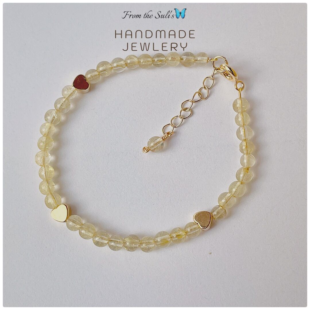 Vòng đeo tay thạch anh tóc vàng 4mm mix, thủ công [Suli'shandmade]