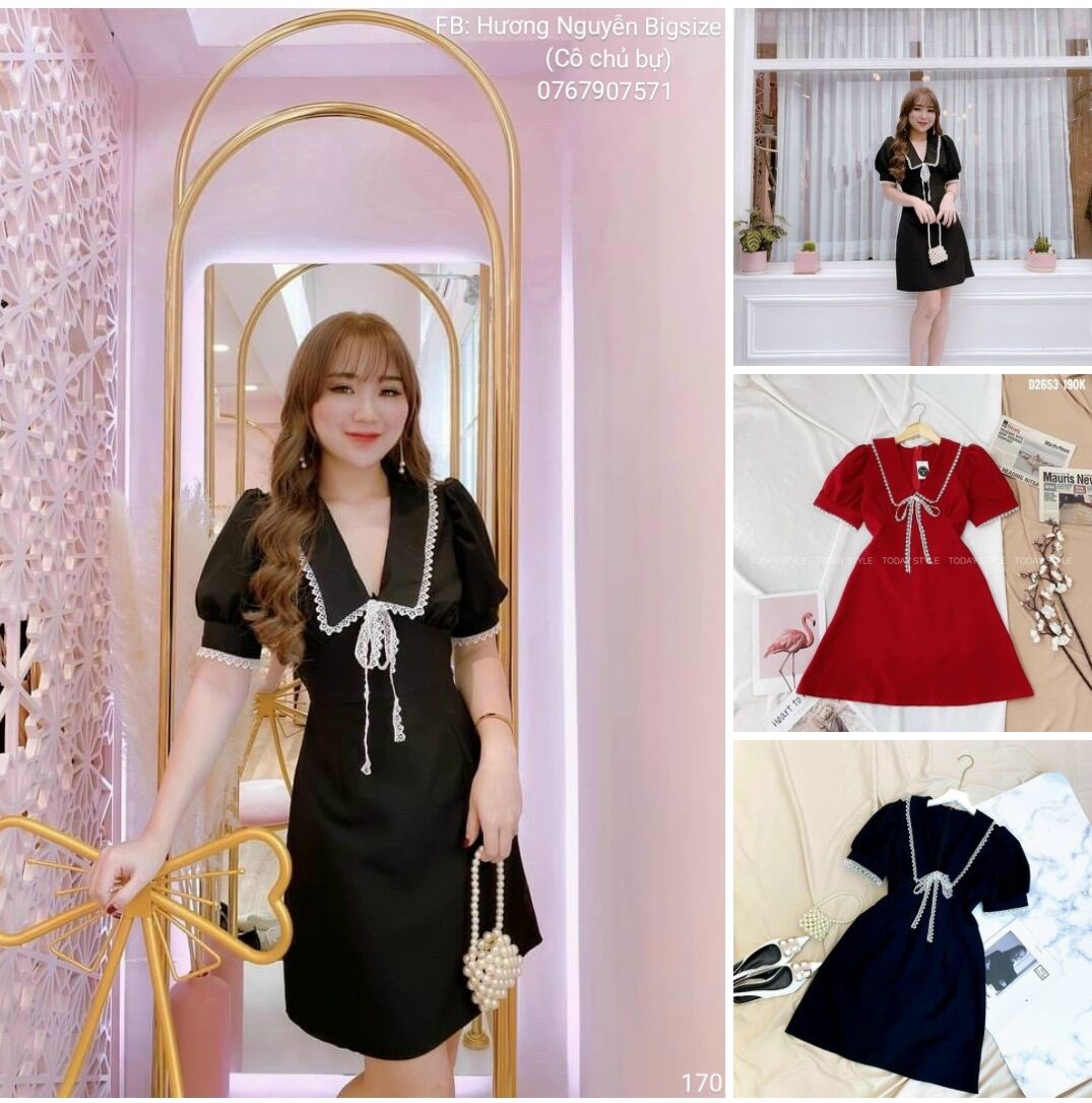 60-90kg bigsize đầm suông viền ren giá rẻk