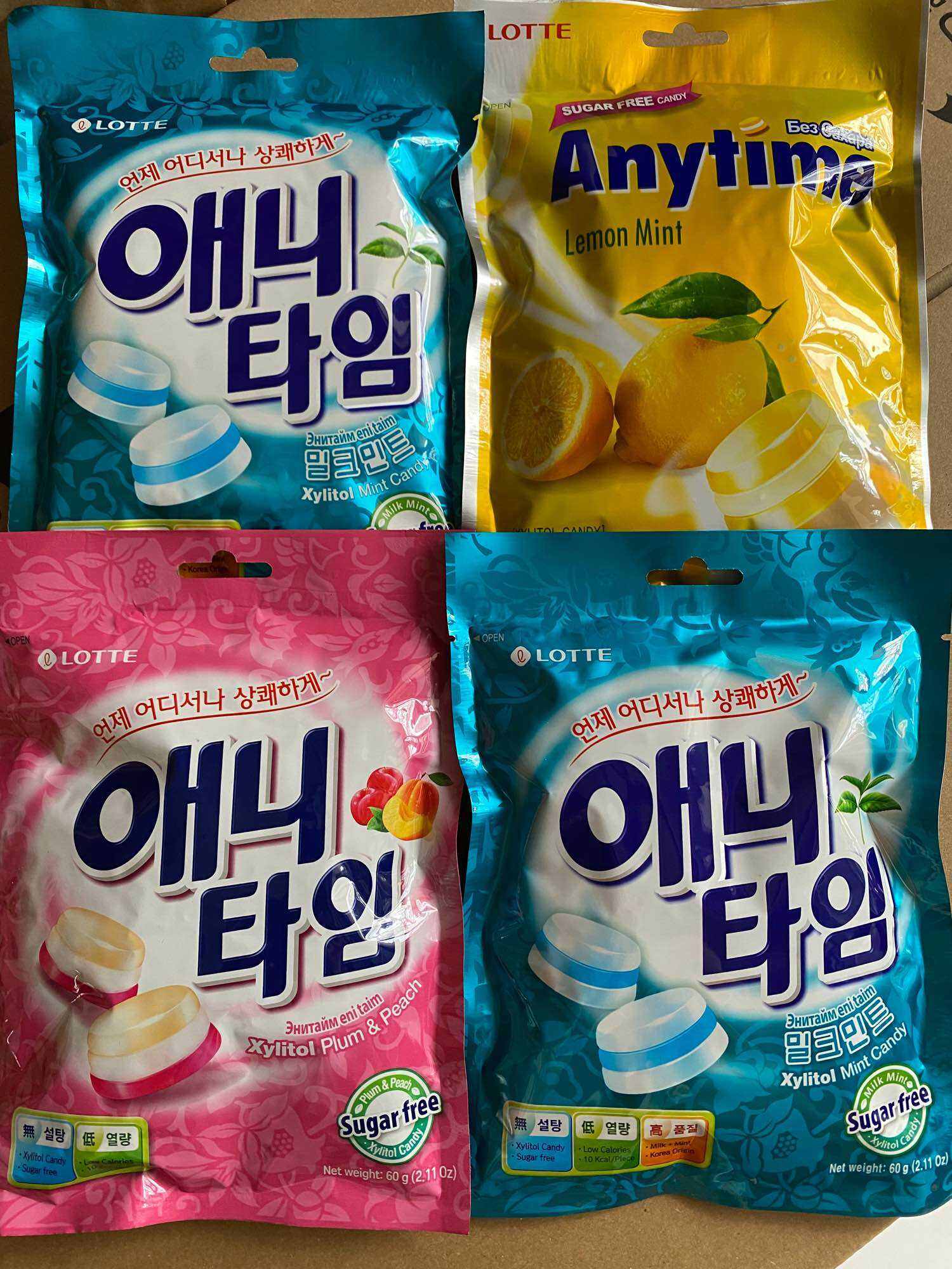 Combo 3 gói Kẹo Lotte Hàn Quốc vị chanh , đào, bạc hà 60g 8/2024