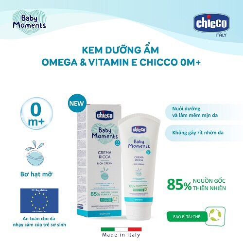 Kem dưỡng ẩm chứa omega và vitamin e 100ml chicco 114263