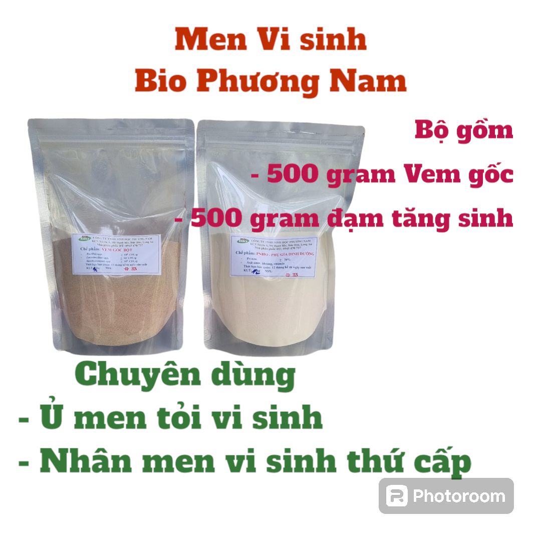Men ủ tỏi, nhân men thứ cấp BIO PHƯƠNG NAM (Bộ gồm: 0,5kg Vem + 0,5kg phụ gia), nhân trục tiếp ra 500 lít thứ cấp.